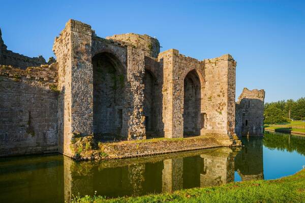The historic Dolbadarn Castle perched on a hill overlooking The Royal Victoria Hotel in Llanberis."