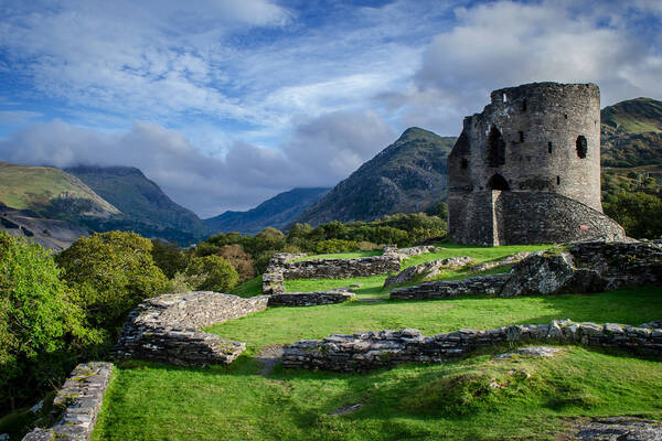 Dolbadarn Castle viewed on a sunny day near the Royal Victoria Hotel Llanberis.