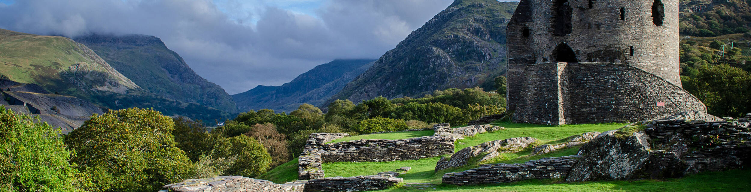 Dolbadarn Castle viewed on a sunny day near the Royal Victoria Hotel Llanberis.