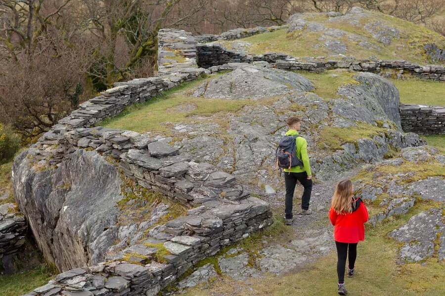 Dolbadarn Castle with walkers